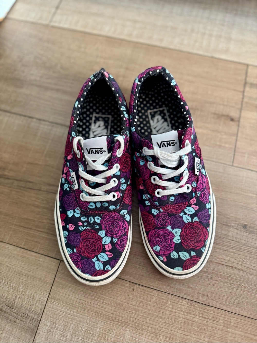 Vans Rose-Print Canvas Sneakers in Purple, Pink & Teal